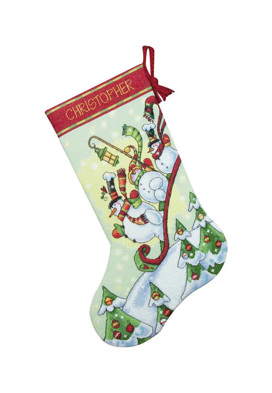 Kit au point compté Chaussette de Noël "Sledding Snowmen"
