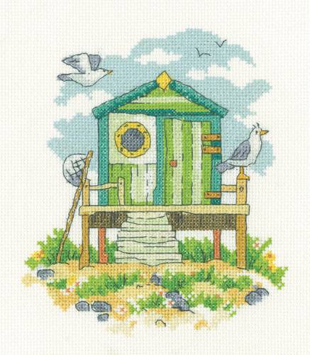 Kit point de croix Heritage Crafts - Green Beach Hut