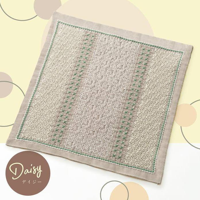 Kit complet sashiko Hitomezashi "La bouquetière - Daisy"