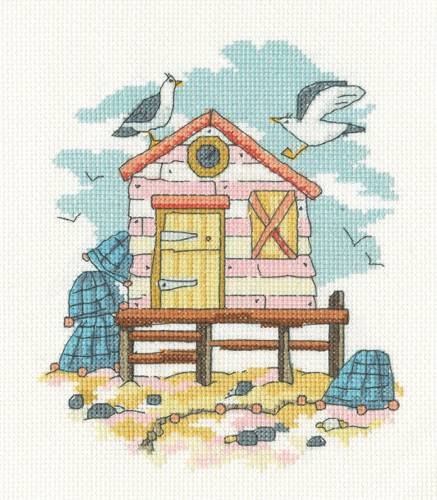 Kit point de croix Heritage Crafts - Pink Beach Hut