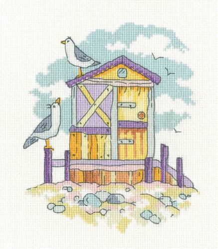 Kit point de croix Heritage Crafts - Yellow Beach Hut